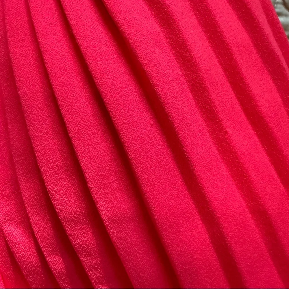 NWT Calvin Klein Hot Pink Pleated Puff Sleeve Dress Size 2 - Picture 5 of 15